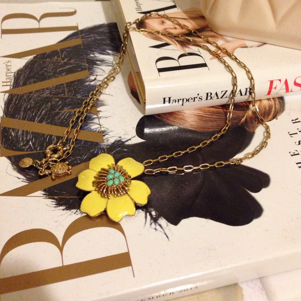 J. Crew Yellow and Gold Flower Necklace